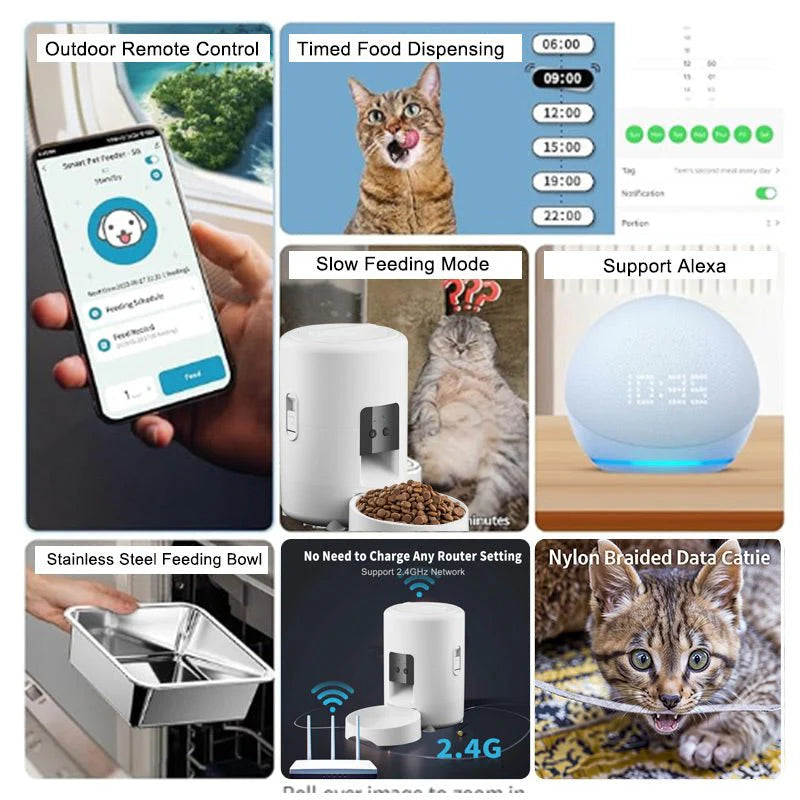 HEYBO Automatic Cat Feeder Timed Pet Feeder for Cat Dog Small-Pet