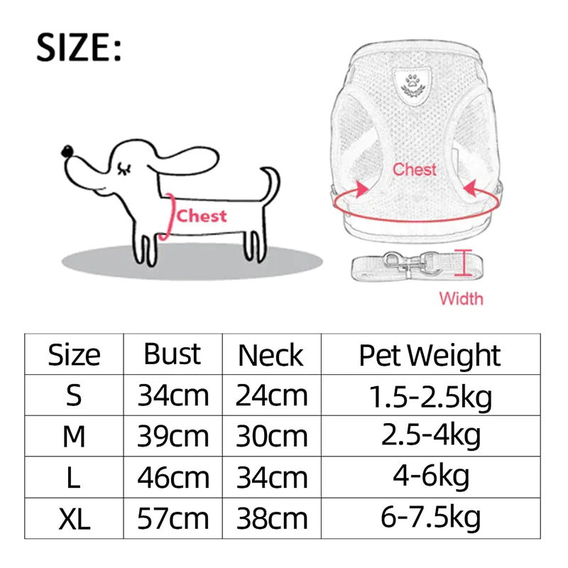 Cat Harness Adjustable Vest Walking Lead Leash for Puppy Dogs Collar Mesh Harness for Small Medium Dog Cat Pet Products